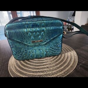 Brahmin Peacock Green Shea Embossed Crossbody Bag